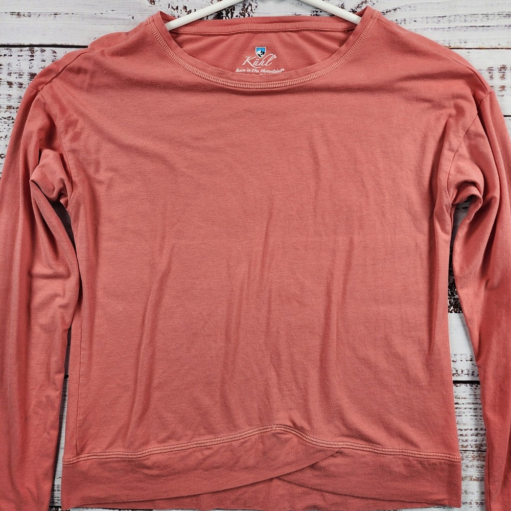 KUHL Sora LS Top Women's XS Rose Coral Micromodal Pima Cotton Tulip Hem 8527